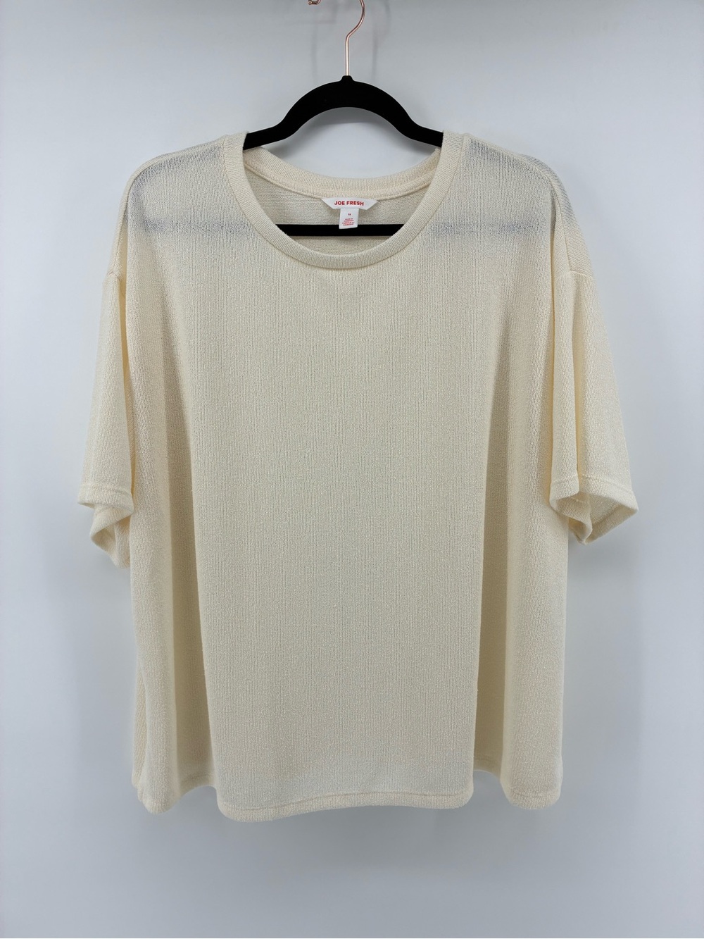 Joe Fresh Cream Short-Sleeve Knit Tee Slouchy Sheer